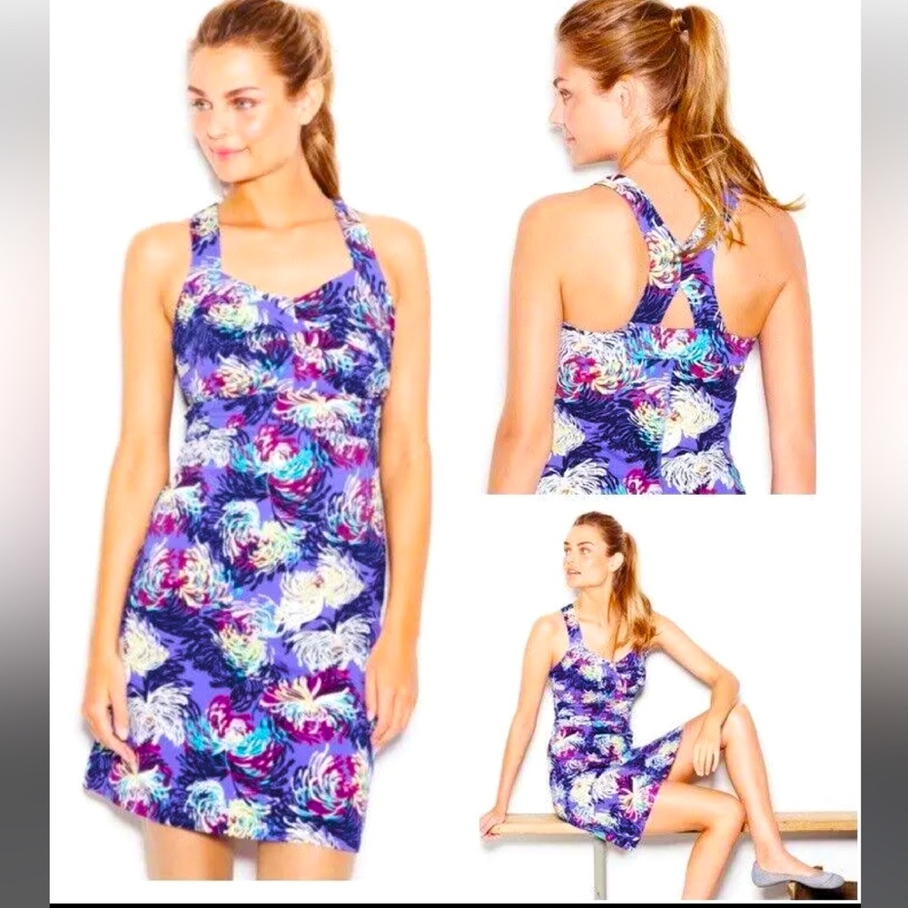 Garnet Hill Zinni floral twist front dress